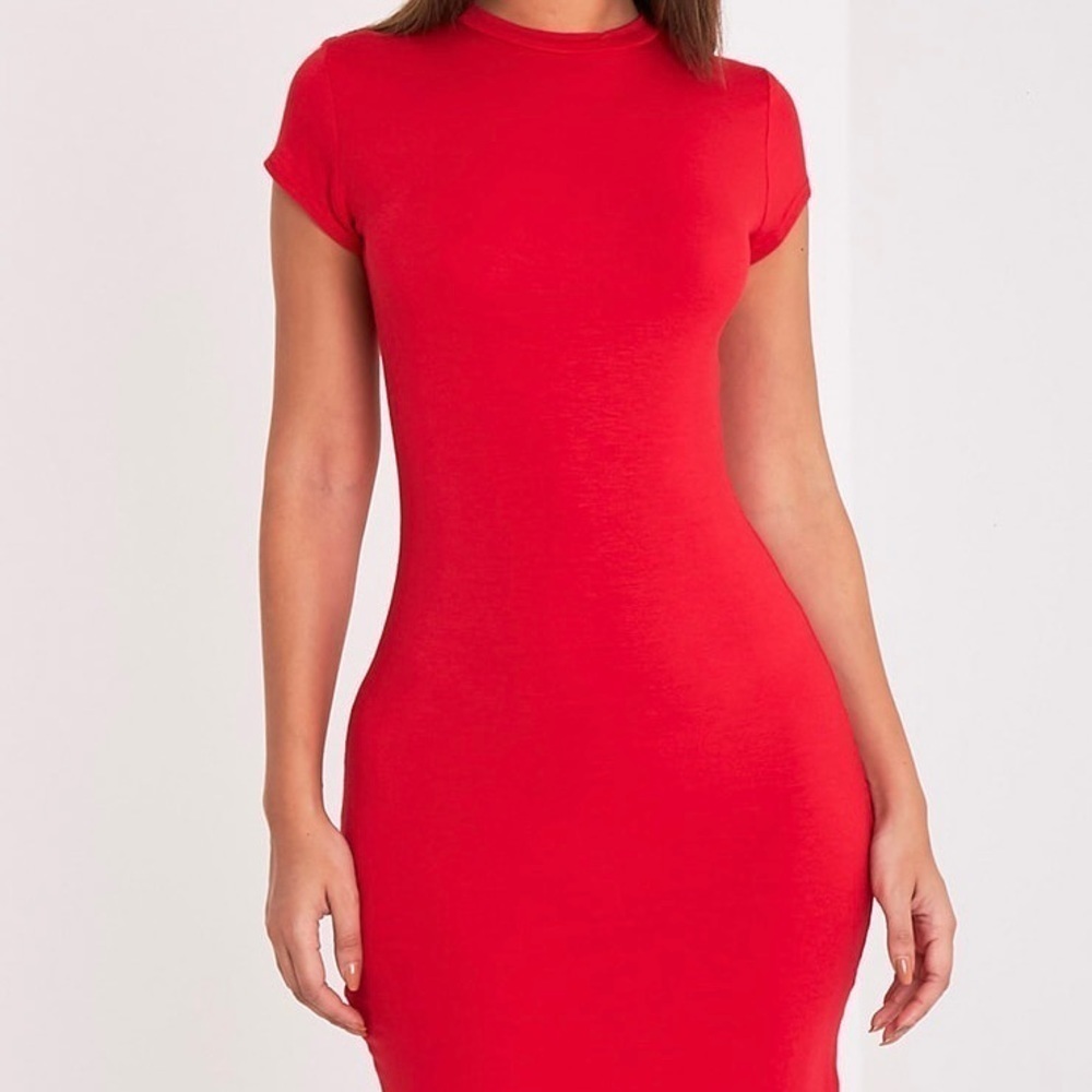 Stella Luce Red Mock Neck Bodycon Dress